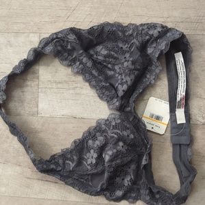 Free People NWT Lace Grey Halter Bralette Women's S